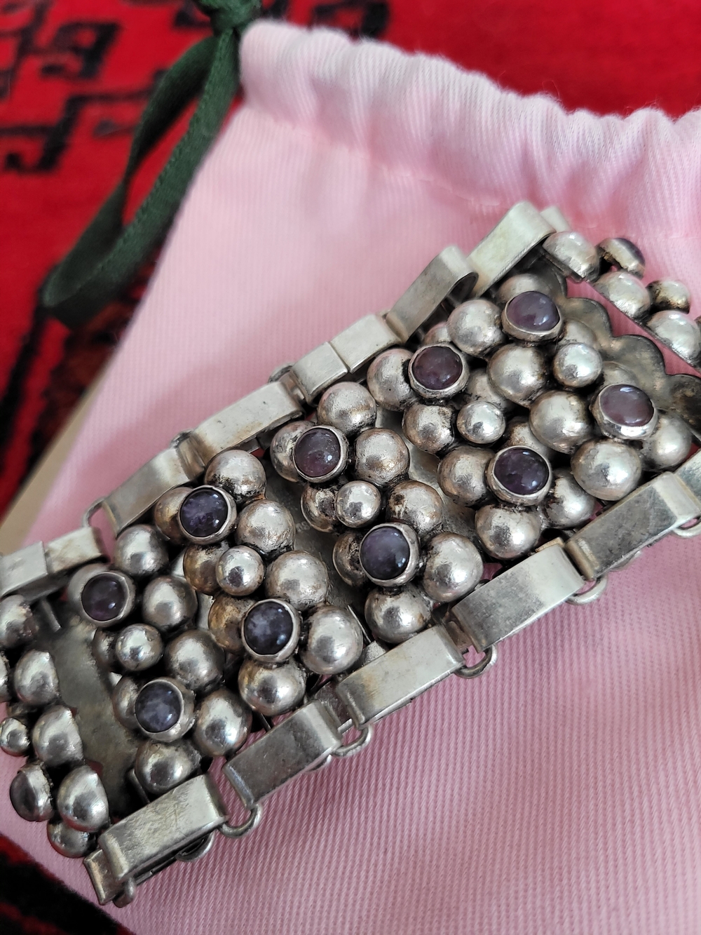 Sterling Silver Amethyst Accent Statement Bracelet - Purple - Picture 3 of 11